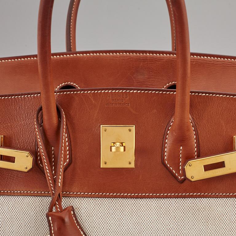 HERMÈS, a 'Birkin 35' leather and canvas bag from 2001.