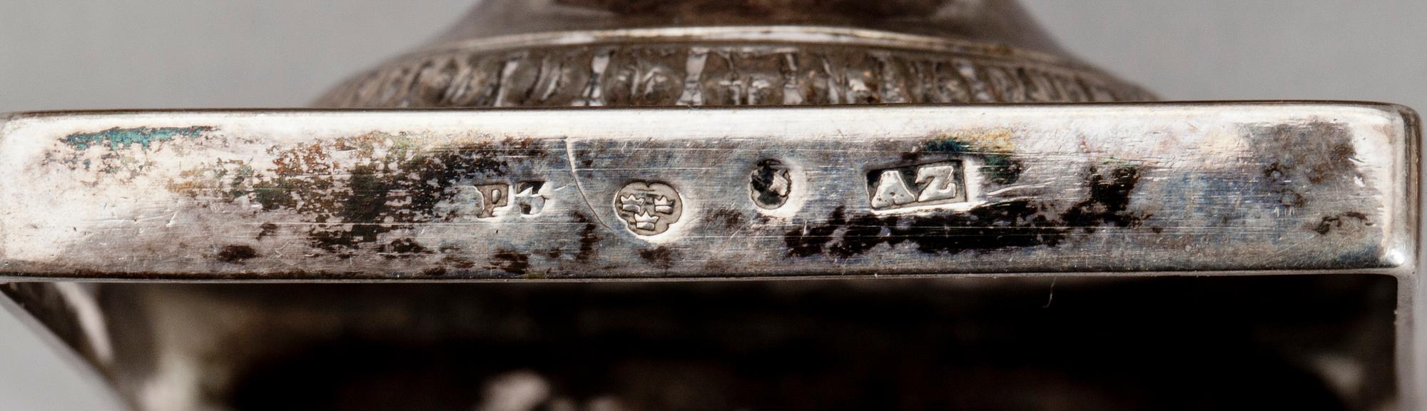 SALTKAR, ett par, silver, Adolf Zethelius, Stockholm 1807, vikt 118 gr.