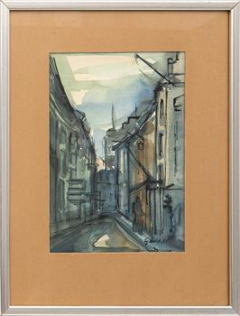 Bertil Gadö, Harbour scene and city scene, two pieces.