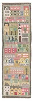 258. Edna Martin, a flat weave runner, c. 335 x 104 cm signed SH EM.