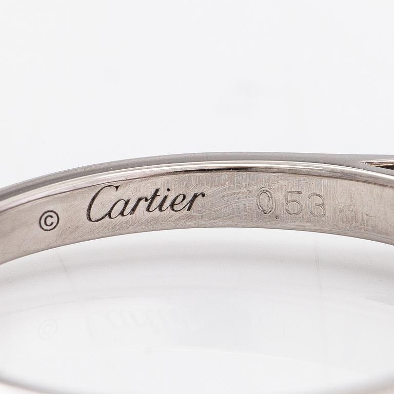 Cartier, a platinum ring with a diamond ca. 0.53 ct. Marked Cartier, FIK691 58. With certificate.