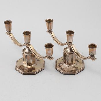 KANDELABRAR, ett par, silver, GAB, Stockholm, 1938. Vikt 1175 g.