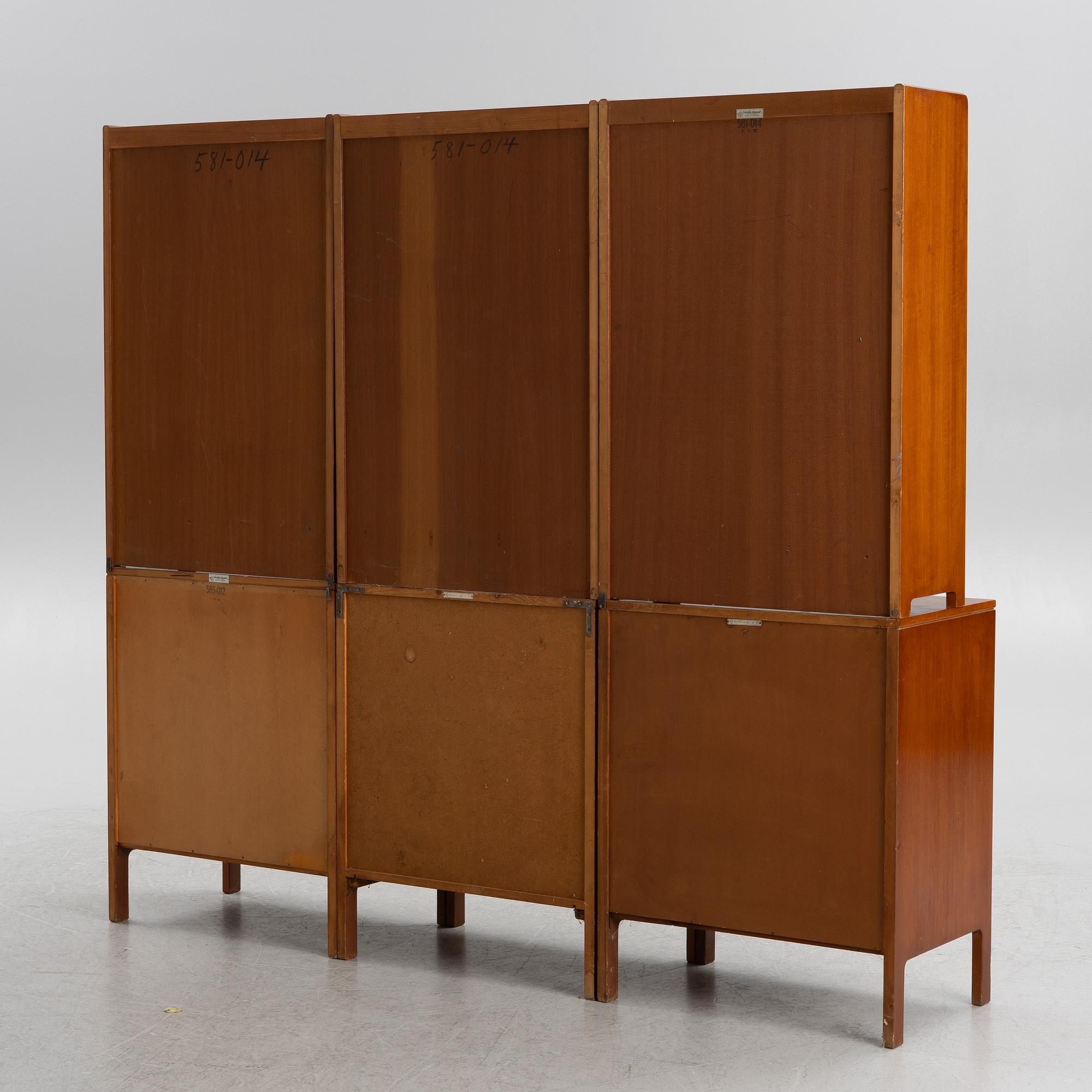 David Rosén, bookcases, 3 pcs, Nordiska Kompaniet, 1950s.