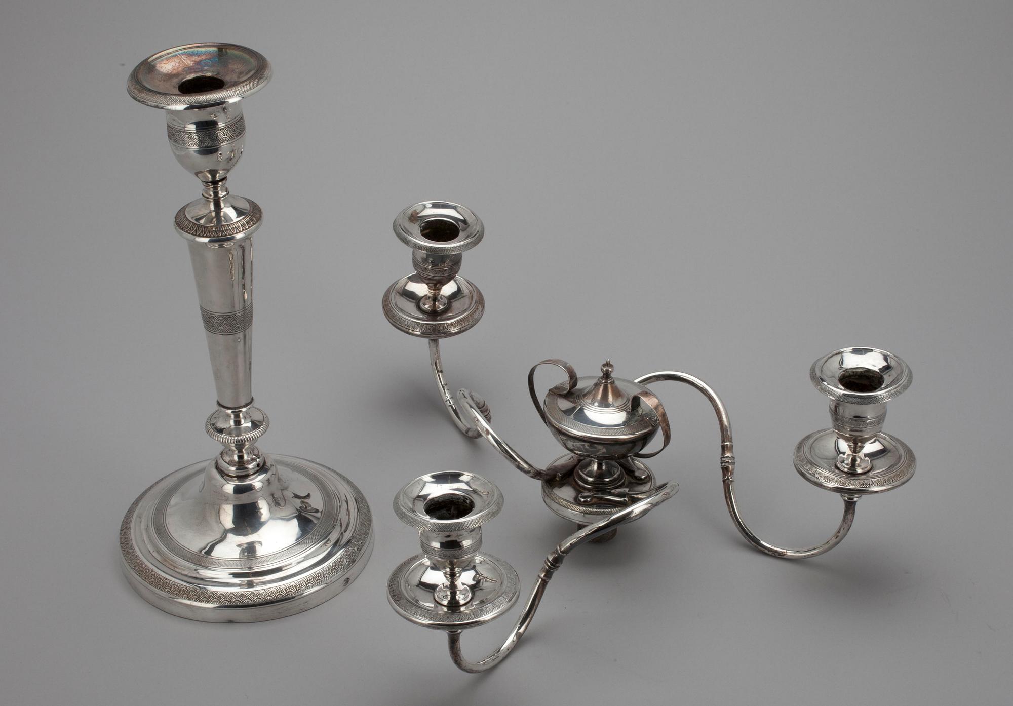 KANDELABER, nysilver, trol. Polen 1832.