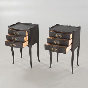 A pair of rococo style bedside tables from the second half of the 20th century.