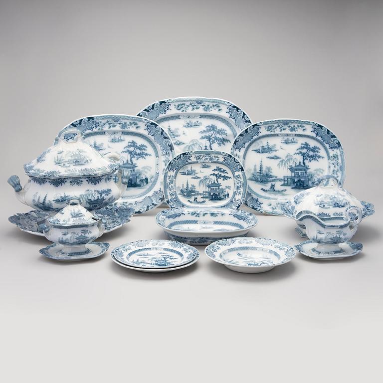 MATSERVIS, 57 delar, porslin, "Canton", Florentine China -serien,  England, 1800-tal.