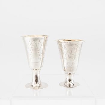A Swedish 20th century set of 12+14 silver goblets, 1960/70s.