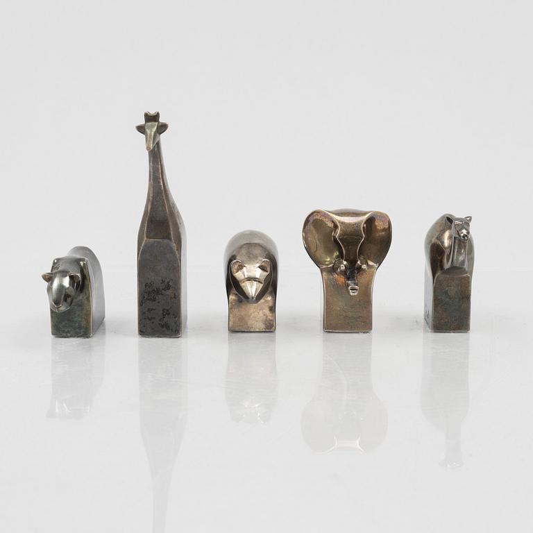 Gunnar Cyrén, figuriner, 5 st, silverpläterad zink, Dansk Designs, Japan.