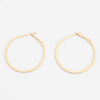 Sophie by Sophie, 18K gold and diamond hoop earrings.