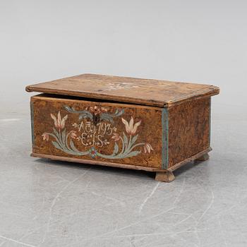 A Swedish painted chest from Uppland, probably Väddö, dated 1793.