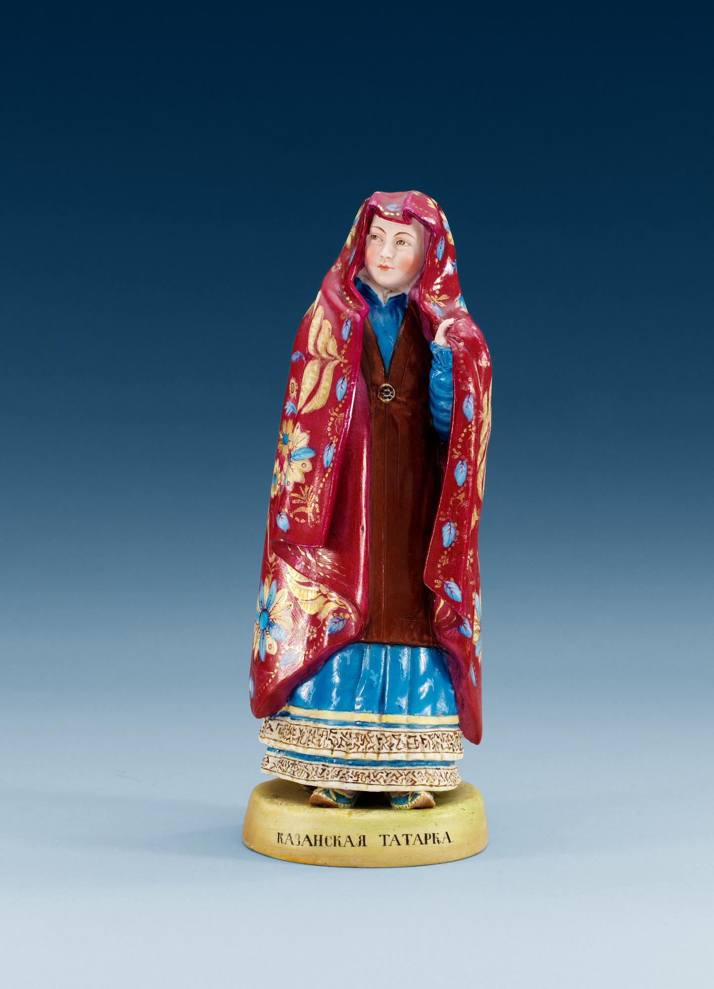 A Russian bisquit figure of a Tatar lady from Kazan, Gardner manufactory, second half of 19th Century.