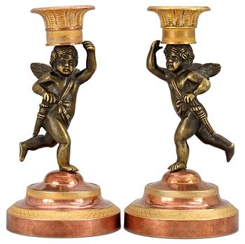 1370. A pair of Russian Empire candlesticks.