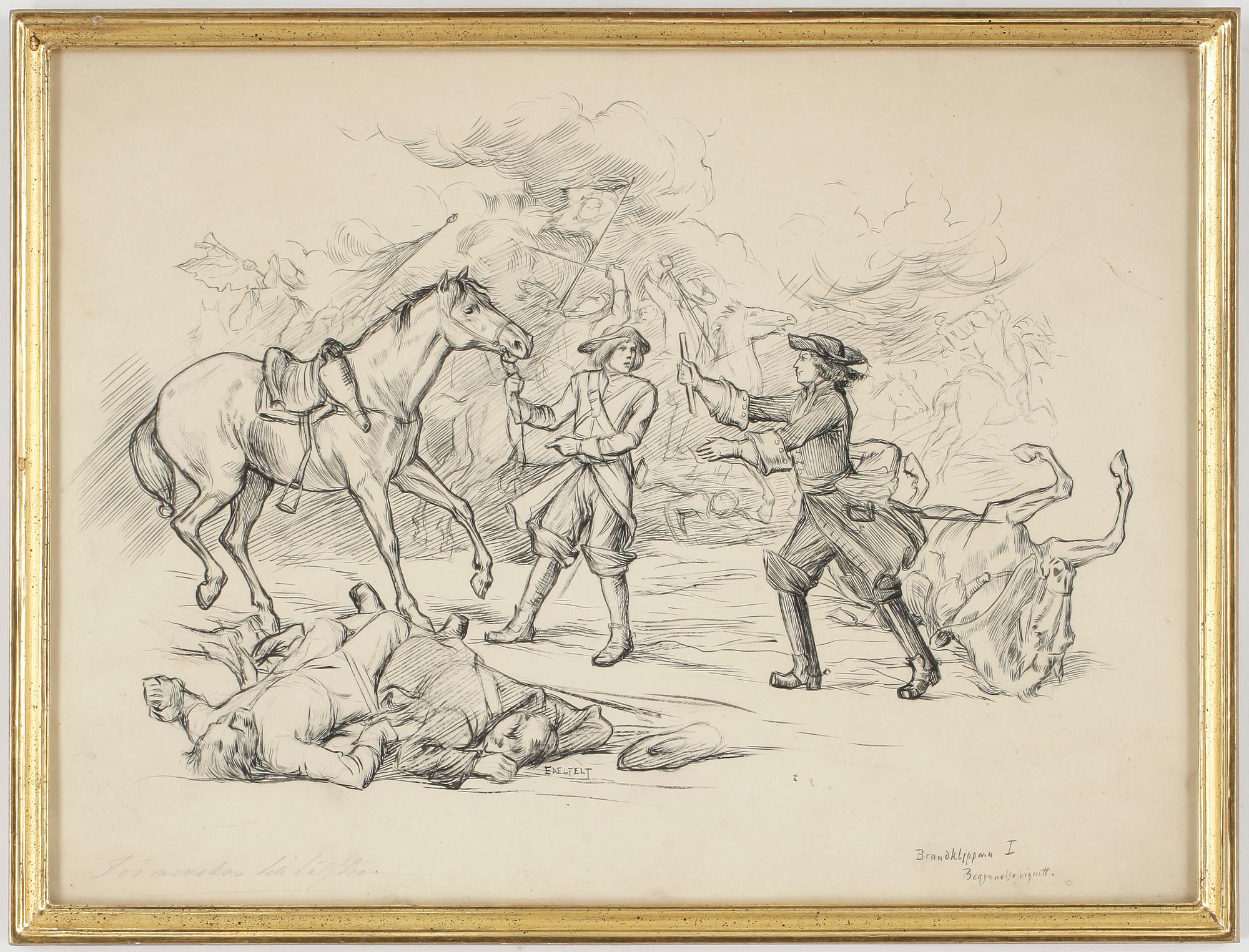 ALBERT EDELFELT, teckning, signerad.