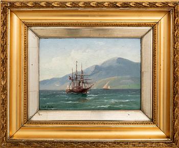 Carl Ludwig Bille,  Ångfartyg vid bergig kust.