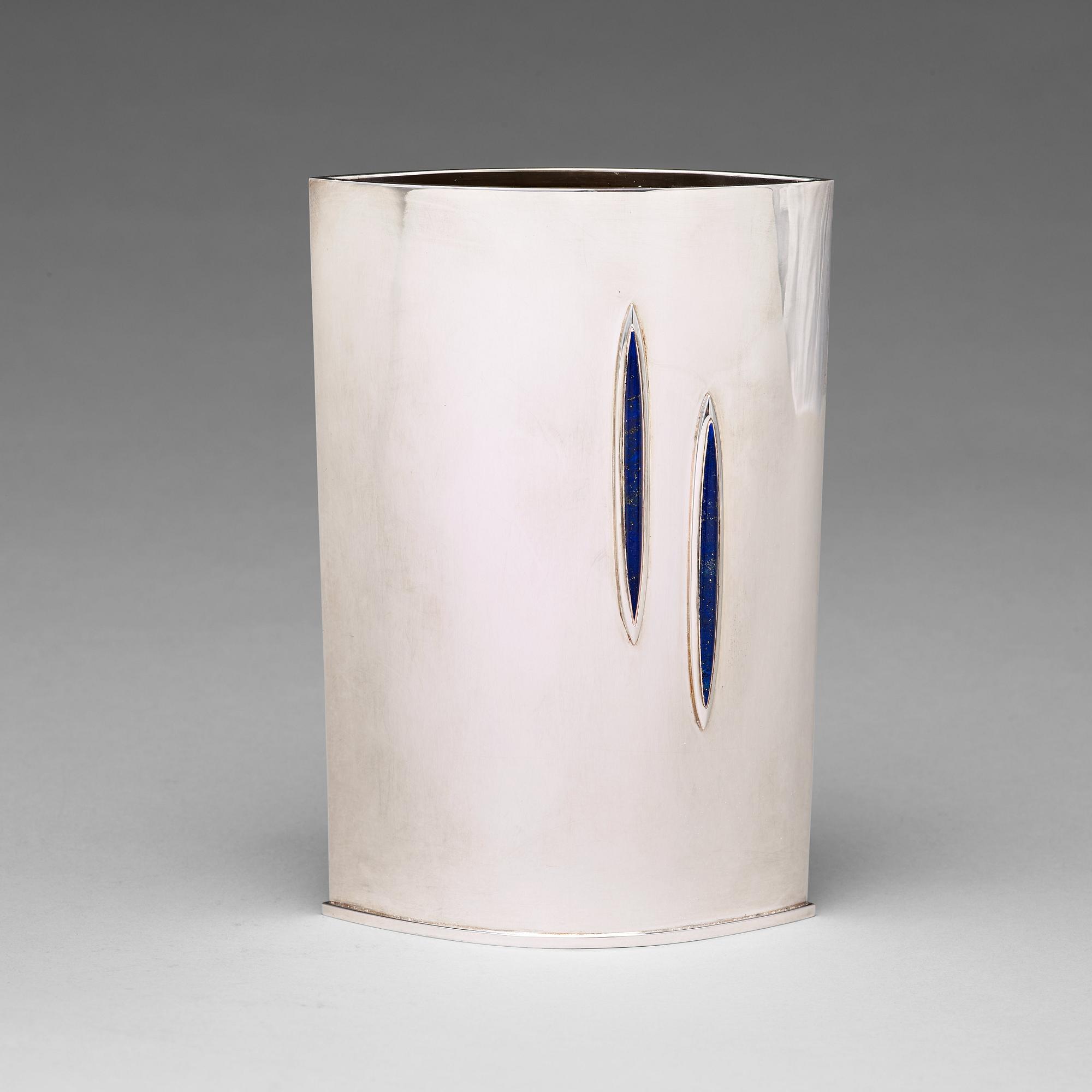 Theresia Hvorslev, a sterling silver vase with lapis lazuli, Lidköping, Sweden 2003.