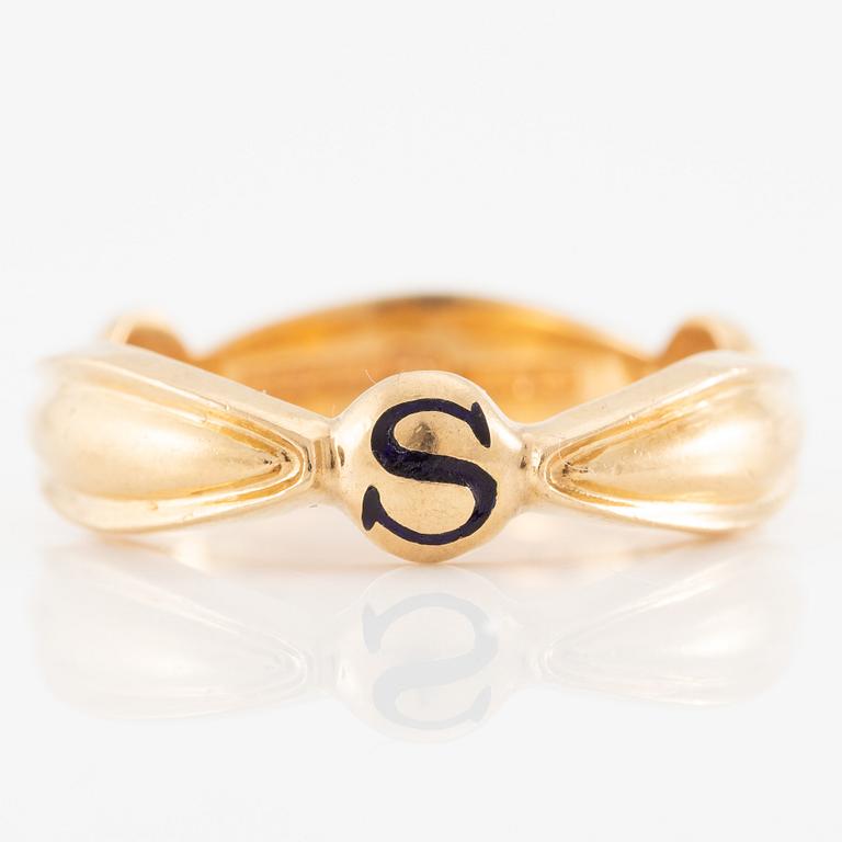 Ring, 18K gold with enamel, order ring.