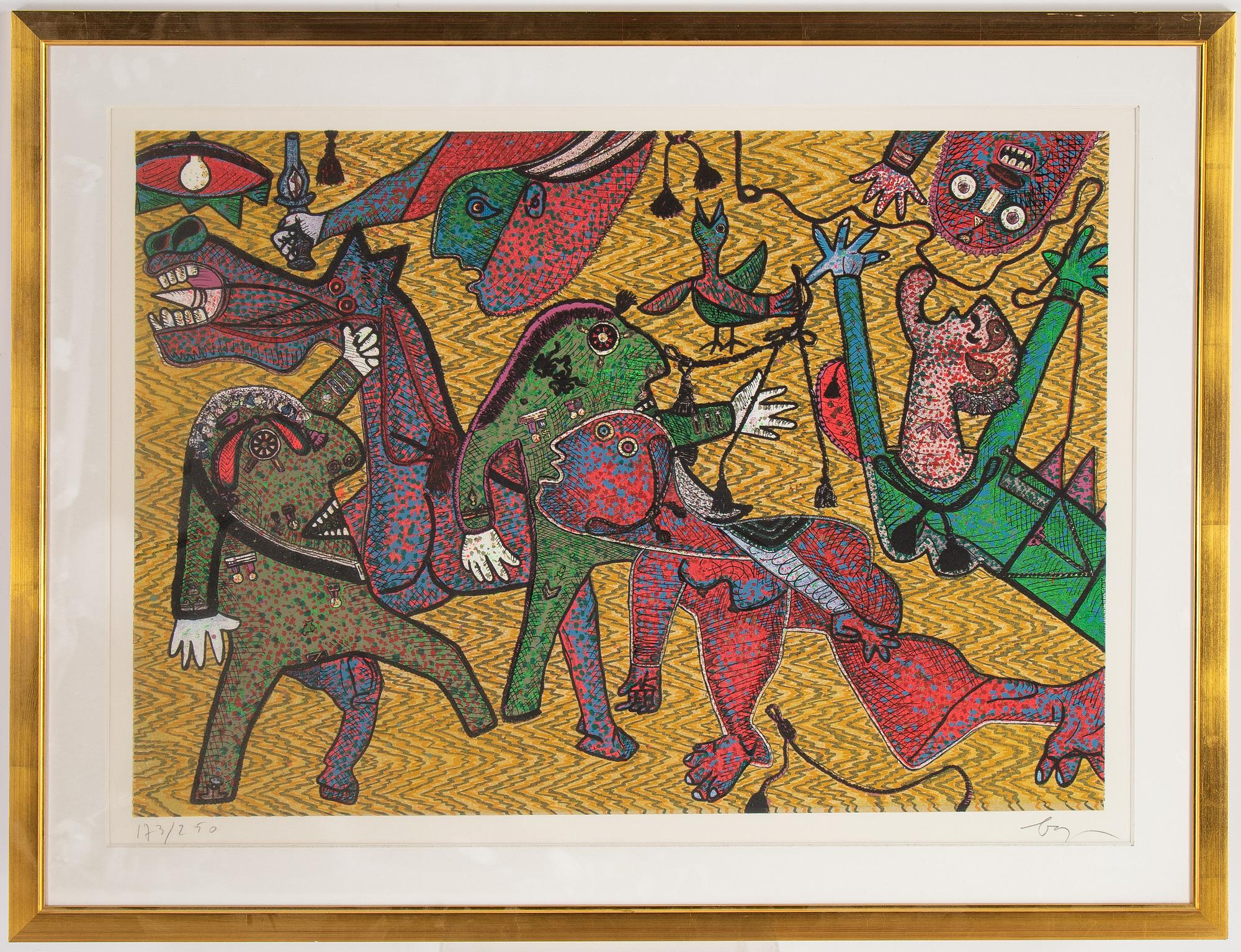 Enrico Baj, lithograph ib colours, 1975, signed 173/250.