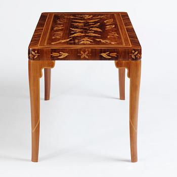 Carl Malmsten, a richly inlayed table, executed by master cabinet maker Albin Johansson, Stockholm 1938.