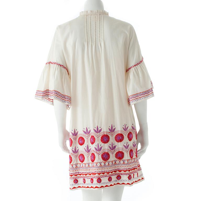 ANNA SUI, a white cotton and embroidered dress.