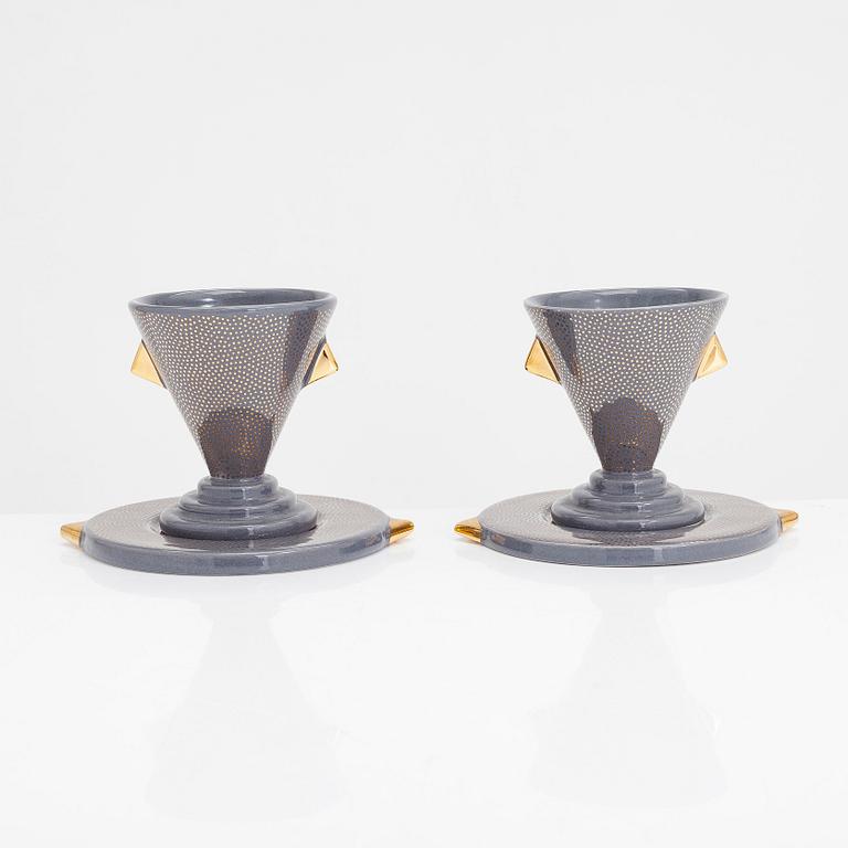 Matteo Thun, a Memphis 'Nefertiti' tea set, Bitossi, Montelupo Fiorentino, Italy 1980s.