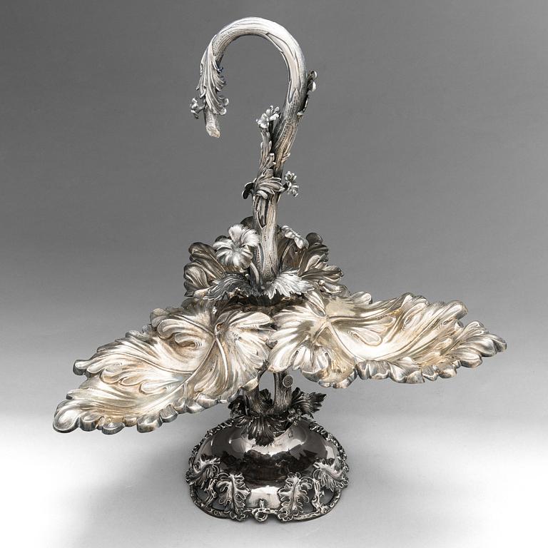 A Swedish parcel-gilt silver centrepiece bowl, Gustaf Möllenborg, Stockholm 1862.