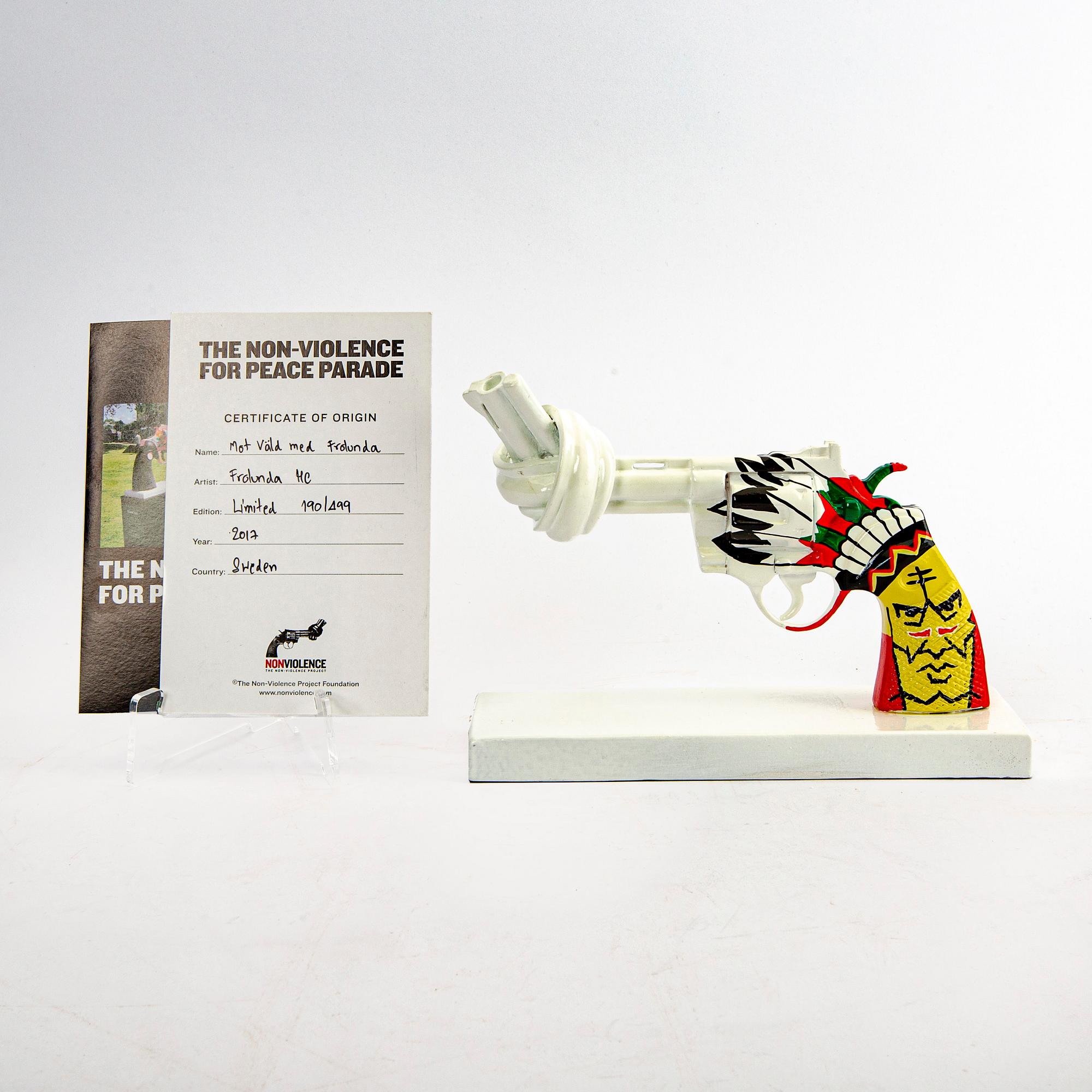 Carl-Fredrik Reuterswärd/ The Non-Violence Project Foundation, sculpture numbered and dated 190/499 2017.