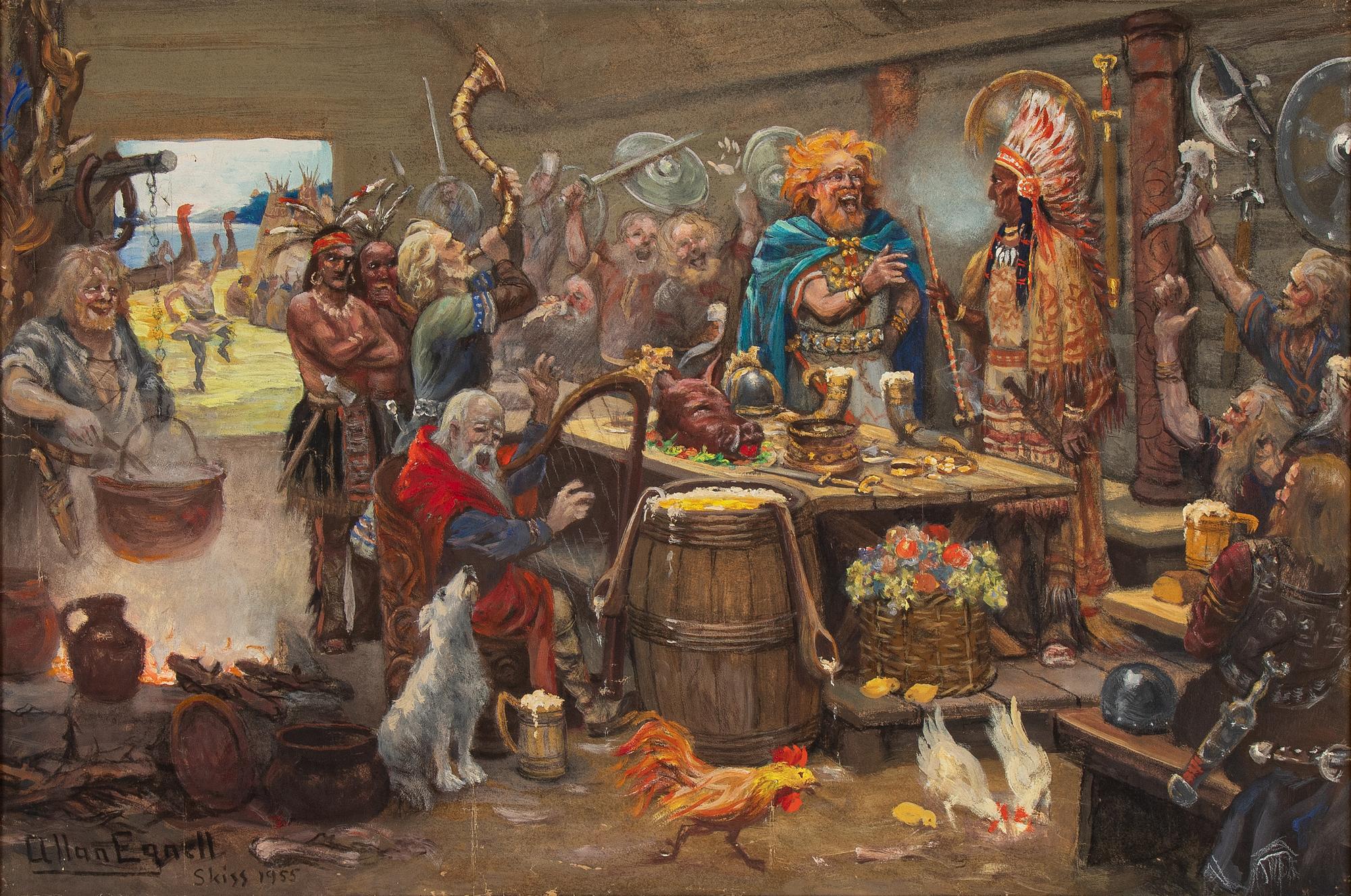 Allan Egnell, mixed media signed and dated 1955.