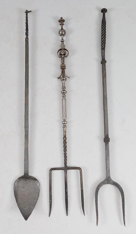 BRASVERKTYG, 3 st, smide, 1800-tal.