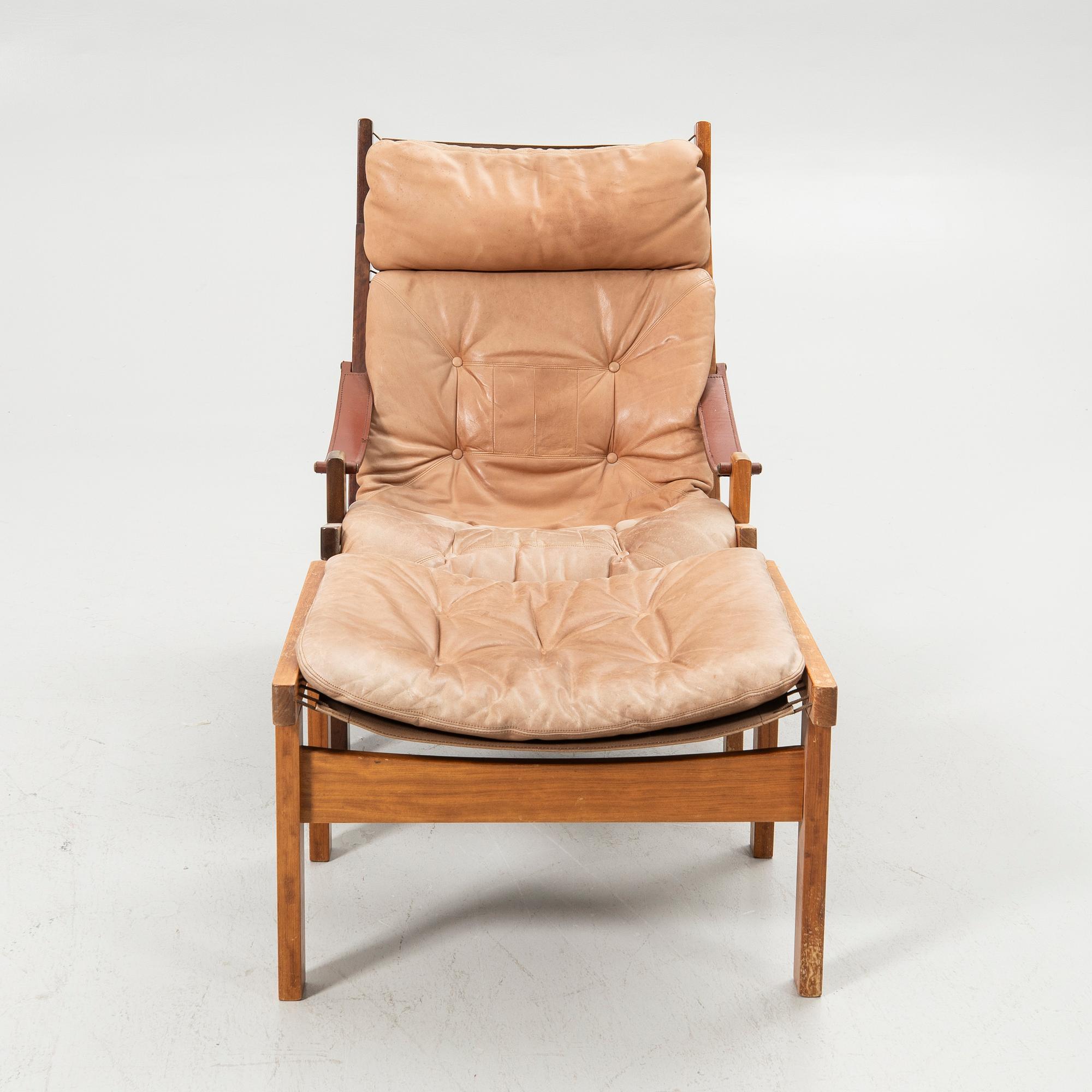Torbjørn Afdal, Armchair with footstool, “Hunter”, Stranda Industri A/S for Bruksbo, Norway, 1960s/70s.