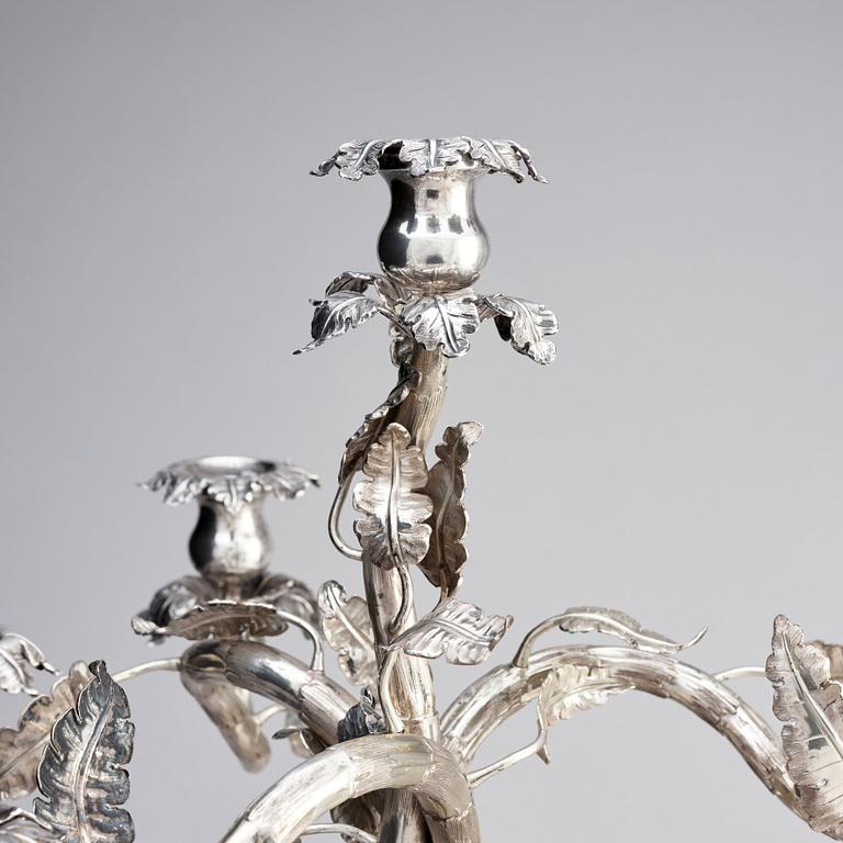 A Swedish 19th century silver candelabra, mark of Pehr Fredrik Palmgren, Stockholm 1862.