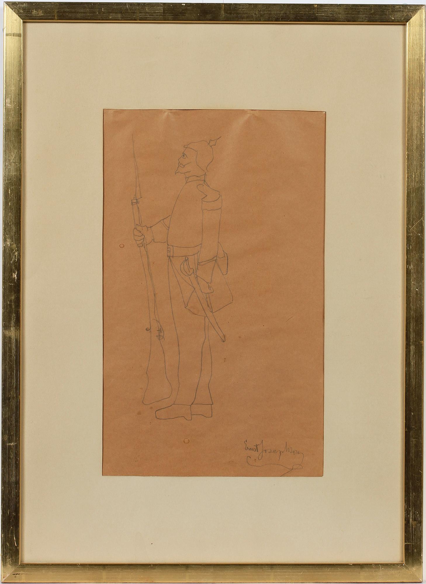 ERNST JOSEPHSON, teckning i blyerts. Sign.