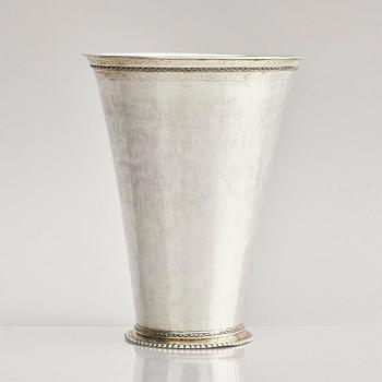 A Swedish early 18th century parcel-gilt silver beaker, mark of Johan Lund, Stockholm 1714.