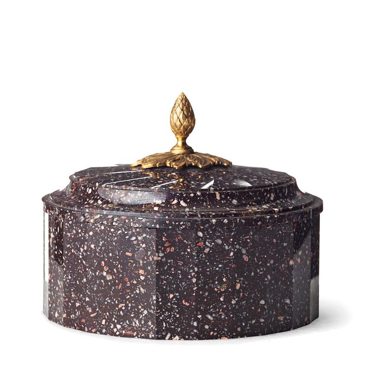 A Swedish Empire 19th century porphyry butter box.