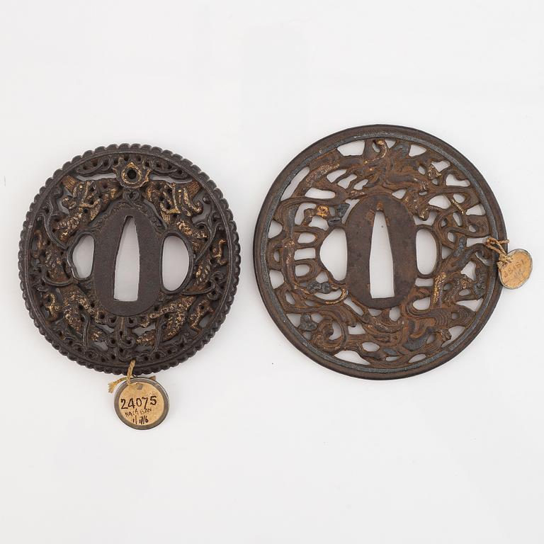 Five iron tsubas, China and Japan, 18/19th Century.