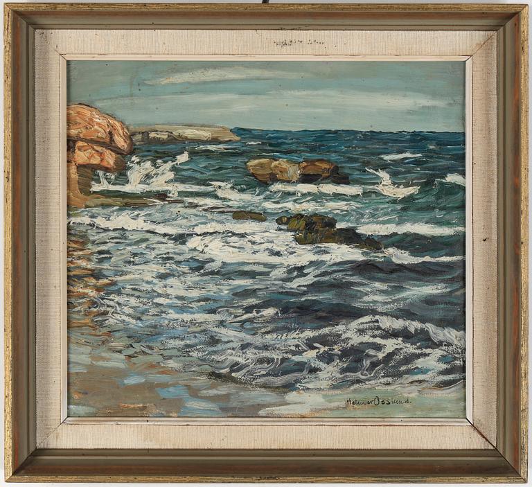 HELMER OSSLUND, olja på papper, uppfordrad på pannå, signerad.