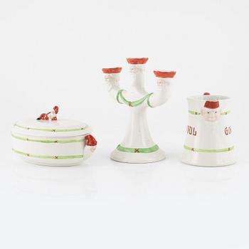 Three 'God Jul' porcelain service pieces, Gustavsberg.