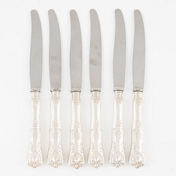 Six Swedish Silver Dinner Knives, 'Engelsk Snäck', CG Hallberg, Stockholm 1937-38.