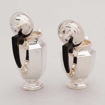 TE JA KAHVI KALUSTO, hopeoitu, Christofle, Ranska 1900-luvun puoliväli.