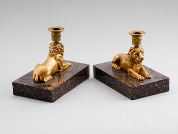 LJUSSTAKAR, 1 par, empirestil, 1900-tal.