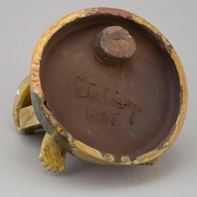 ALLAN EBELING, a sculpture, earthenware, signed A Ebeling and dated 1935.