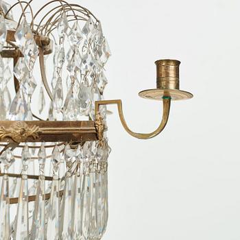 A late Gustavian six-light chandelier, early 19th century.