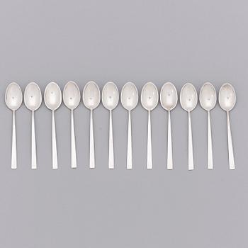 BERTEL GARDBERG, a 108-piece set of "Birgitta" silver cutlery, marked BG, Hopeatehdas oy, Helsinki 1956-61.