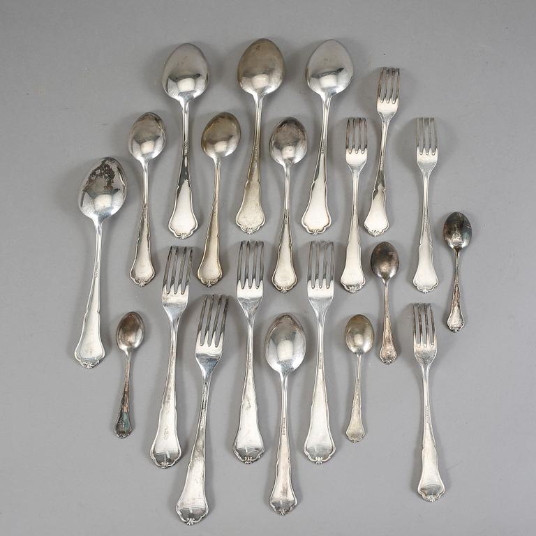 BESTICKSERVIS, 28 delar, silver, modell Viktoria, CG Hallberg, 1900-talets mitt. Total vikt ca 1680 g.