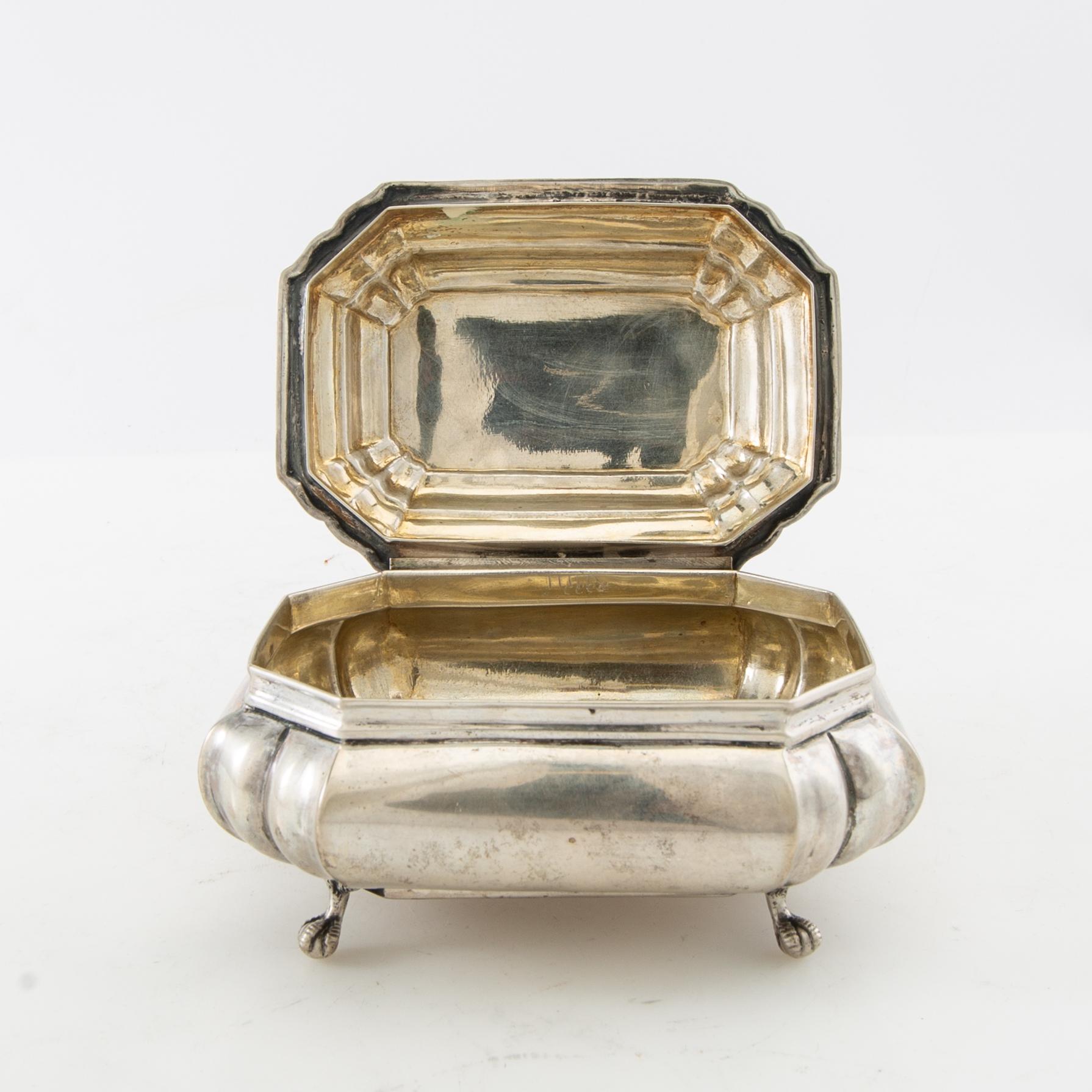 Sugar box Baroque style silver 19th century Central Europe.