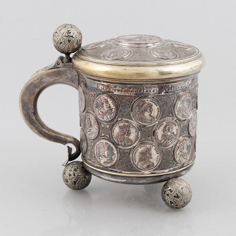 A Swedish late 19th century silver plated tankard, mark of GAB (Guldsmedsaktiebolaget), Stockholm.