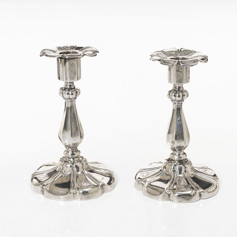 Candelsticks, a pair of silver, Cristopher Creutz Stockholm 1855.
