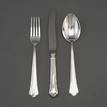 A 36 piece silver cutlery set model "Chippendale", second half of the 20th century.