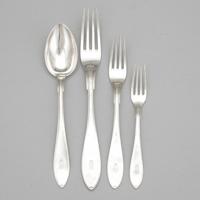 BESTICK, 23 delar, silver, A G Dufva, Stockholm, bl.a. 1913, vikt 986 gram.