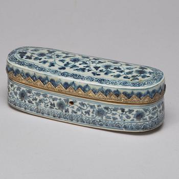 A blue and white writing set, South East Asian, Mingstyle, 19th Century.