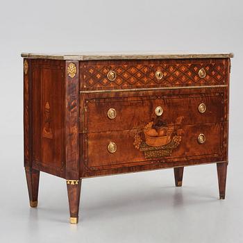 A Gustavian marquetry commode by  C. Lindborg (master in Stockholm 1781-1808).